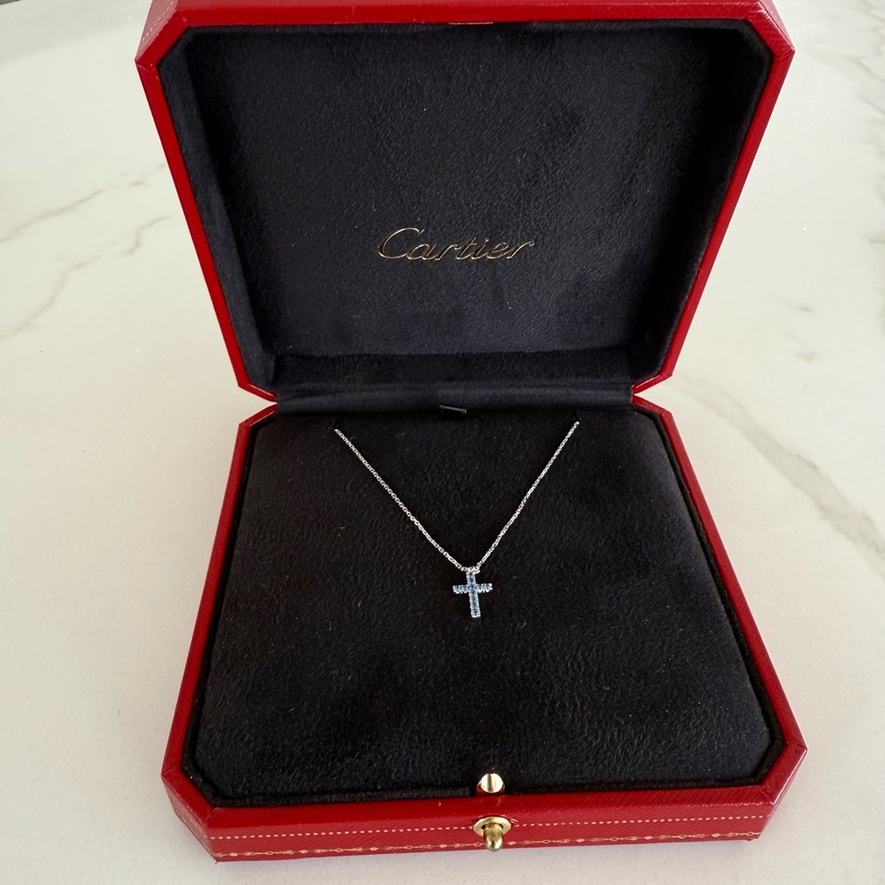 Cartier Cross Necklace in 18K white gold with Blue Sapphires - Picture 3 of 7